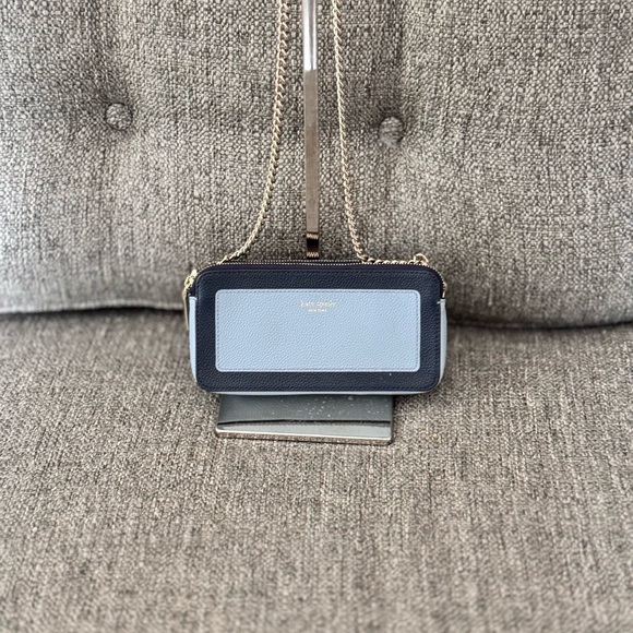 EUC Kate Spade Margaux Double Zip Bicolor Leather Chain Wallet Shoulder BAG - Picture 6 of 12